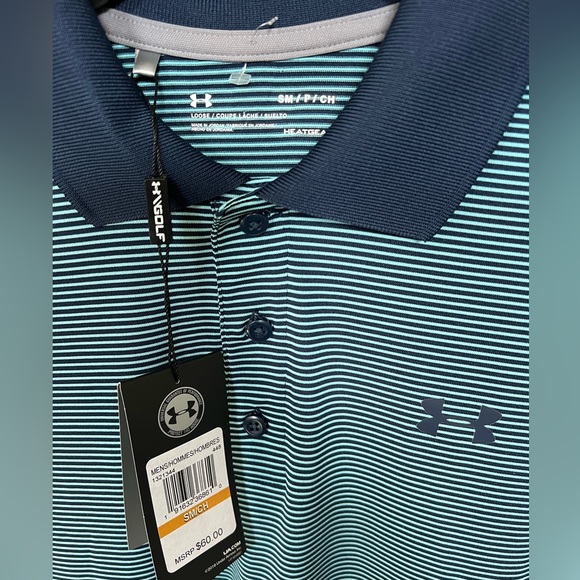 🔥Under Armour Men's Stripe Performance Polo 1321344 448 SIZE SMALL NWT $60.00 - Picture 6 of 16